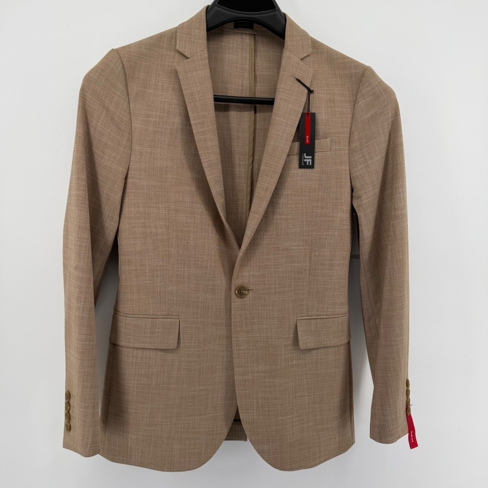 J. Ferrar Blazer Mens 40 Reg Brown Slim Fit Sport Coat Single Button Textured